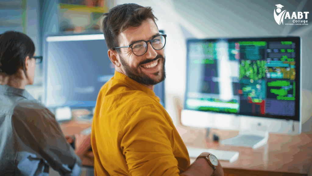 Advanced Diploma of Information Technology students studying practical IT skills in Australia